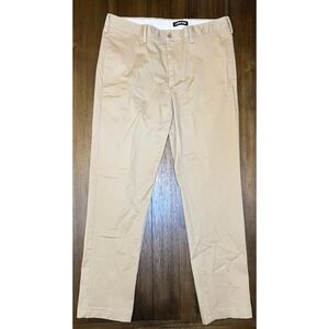 Lands End Mens Chino Pants Tan Slim Fit Size 34 Flat Front Casual Office